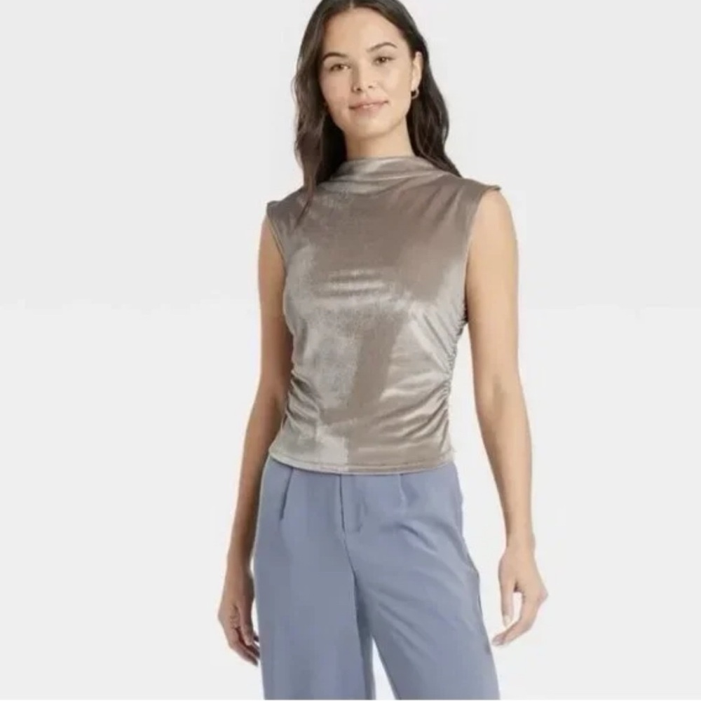 A New Day Velvet Taupe Tank Top